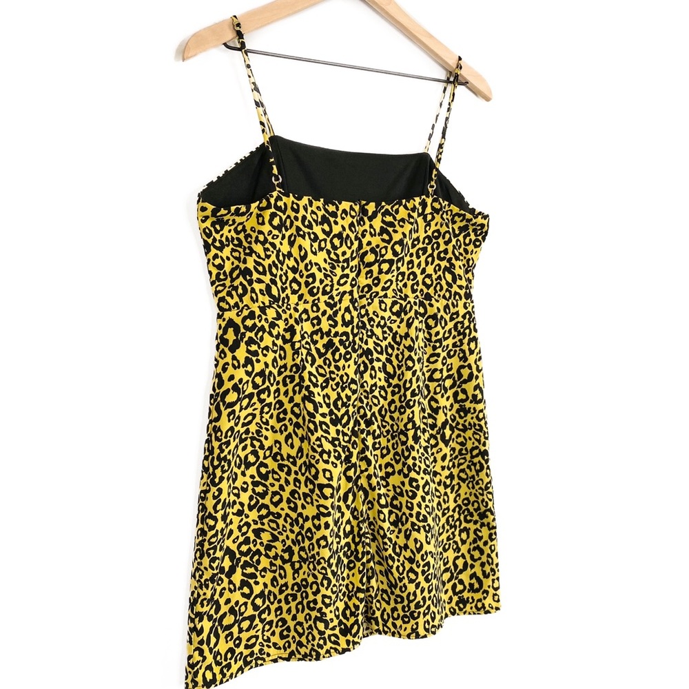 Emory Park Leopard Cheetah Spaghetti Strap Mini Dress, Neon Yellow - Size L - Picture 6 of 9